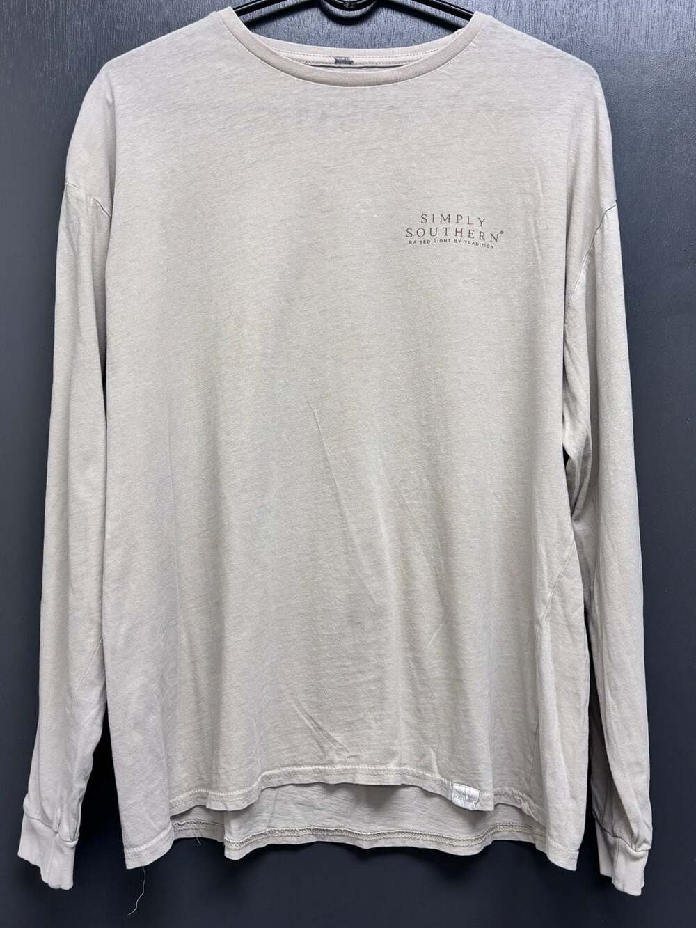 Simply Southern Deer Long Sleeve T-Shirt Size L Sand God Family Country